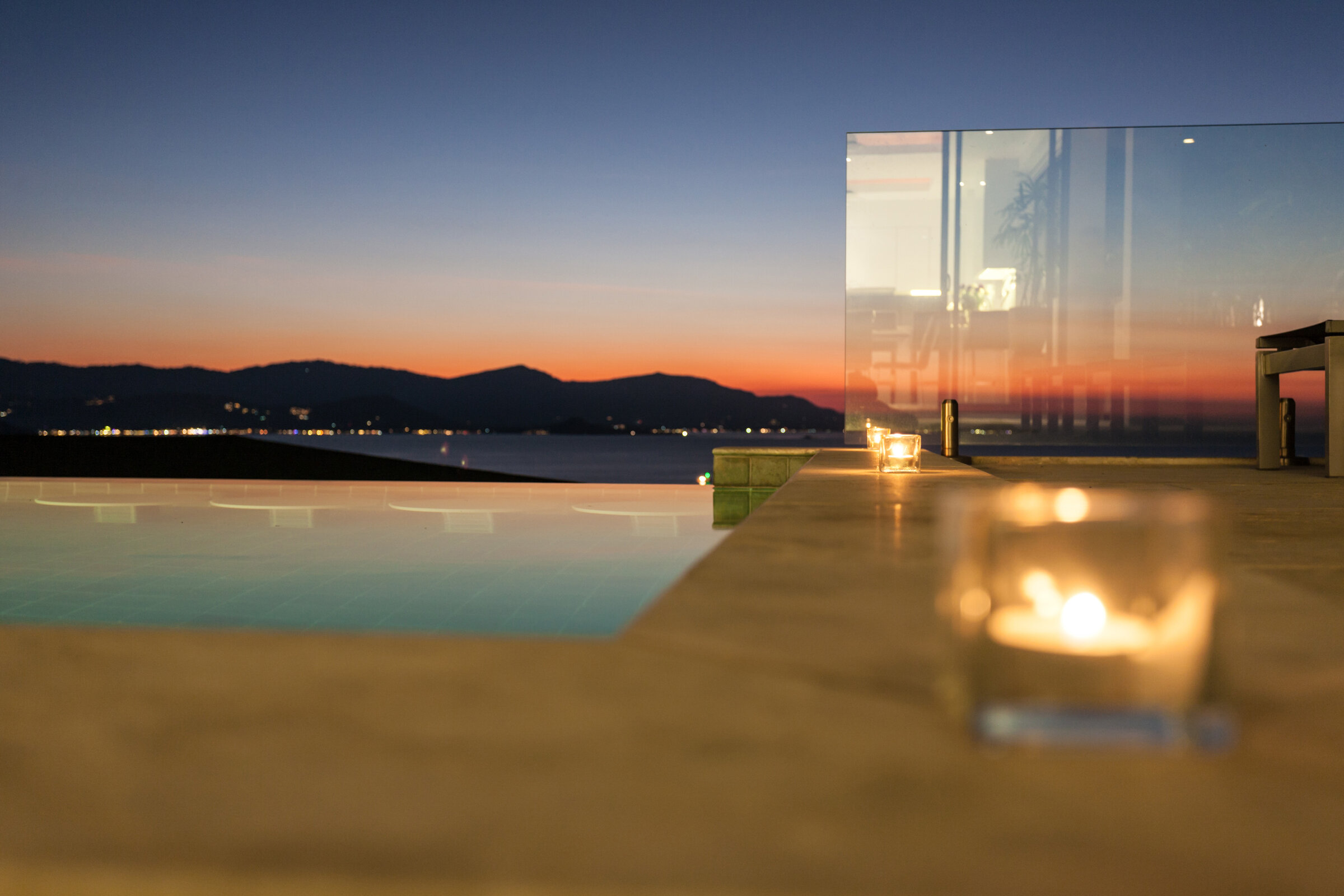 Villa Daizo master bedroom with private sunset balcony